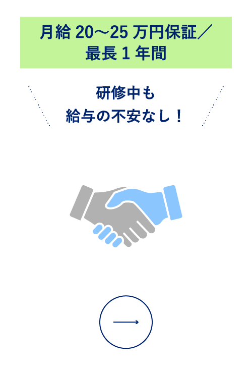 月給20〜25万円保証／最長1年間