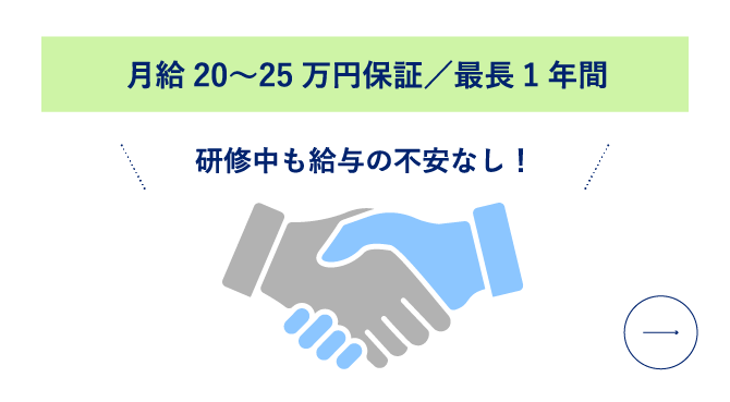 月給20〜25万円保証／最長1年間